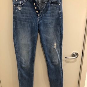 MOTHER stunner ankle fray in graffiti wash.